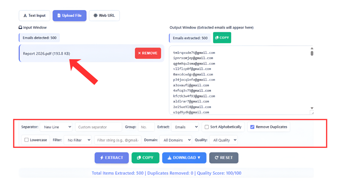 Configure extraction settings in Email Extractor 1.6